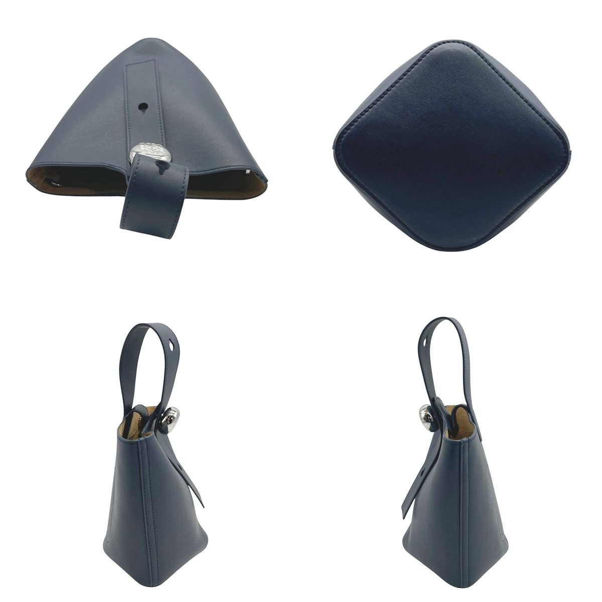 Loewe Pebble Bucket Bag Mini 2way Shoulder Bag Navy