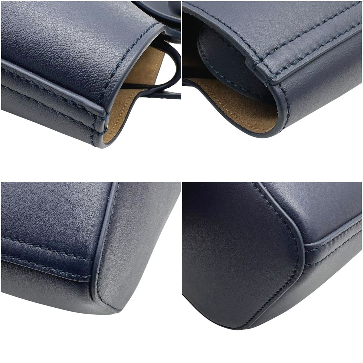 Loewe Pebble Bucket Bag Mini 2way Shoulder Bag Navy