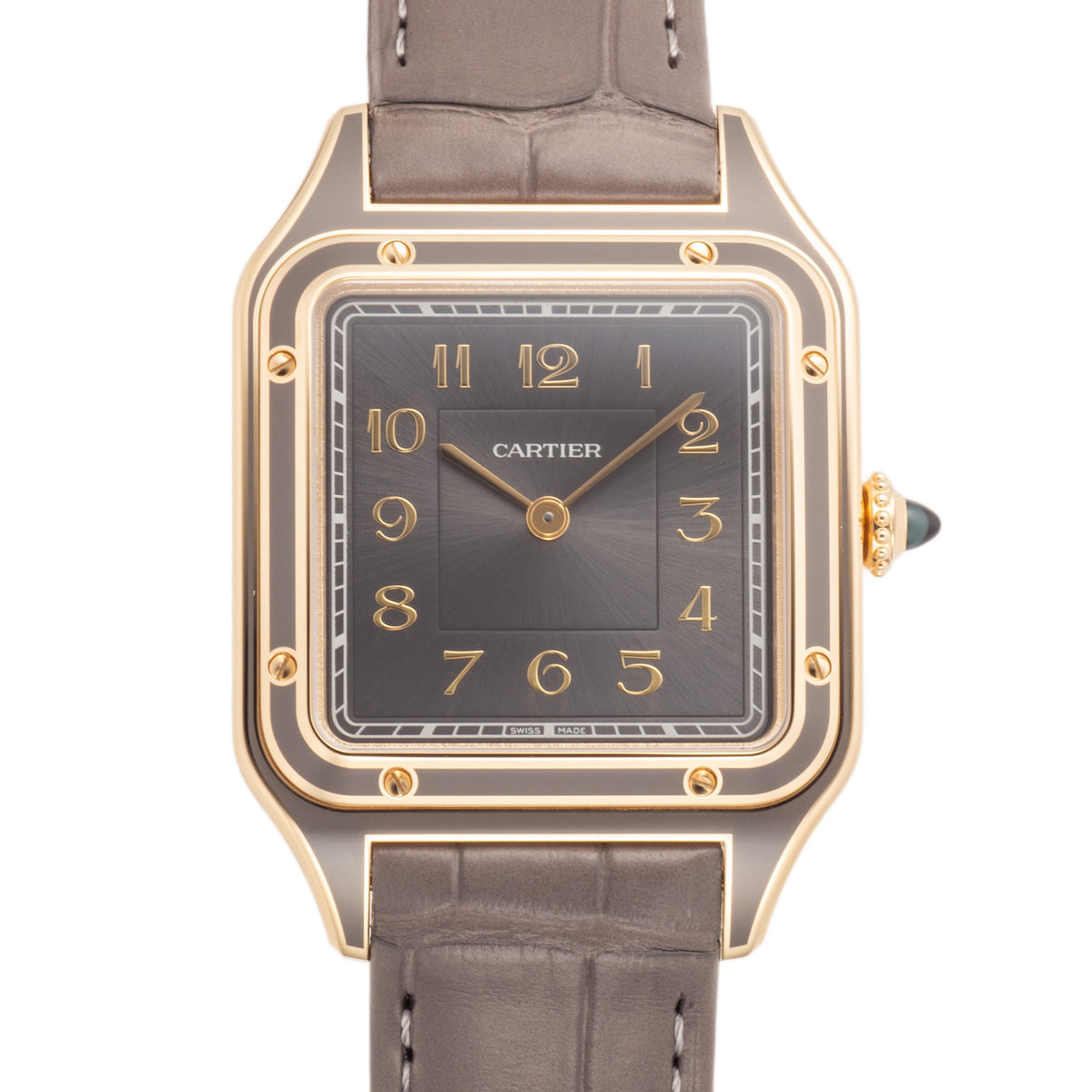 CARTIER SANTOS DUMONT LM GRAY LACQUER Ref.WGSA0097 ARABIC DIAL YG Ca.2024 ONE SHOT PRODUCTION