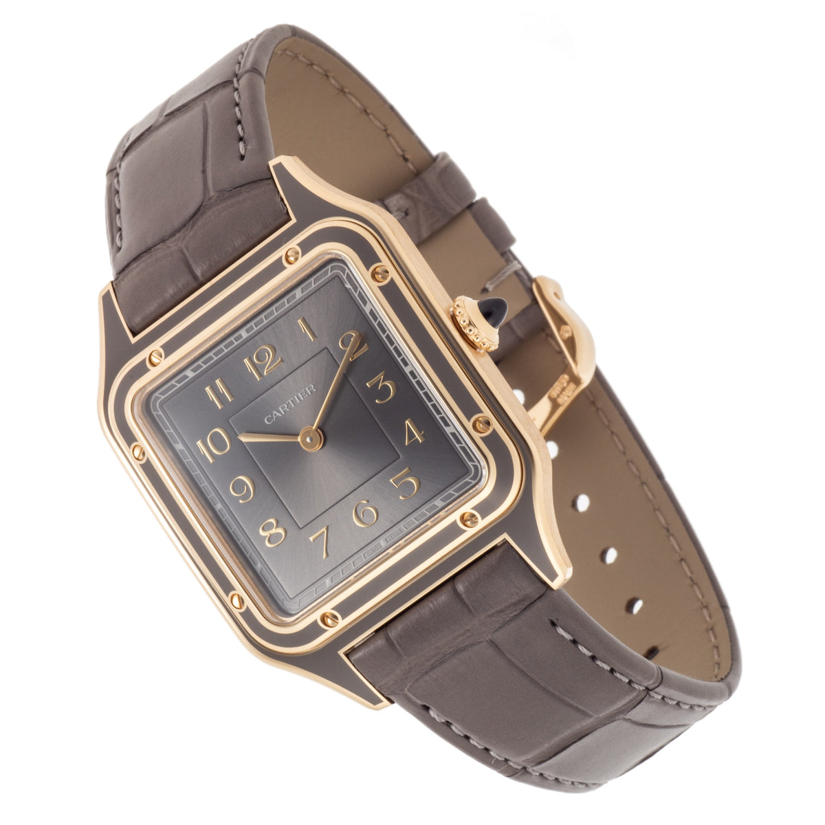 CARTIER SANTOS DUMONT LM GRAY LACQUER Ref.WGSA0097 ARABIC DIAL YG Ca.2024 ONE SHOT PRODUCTION