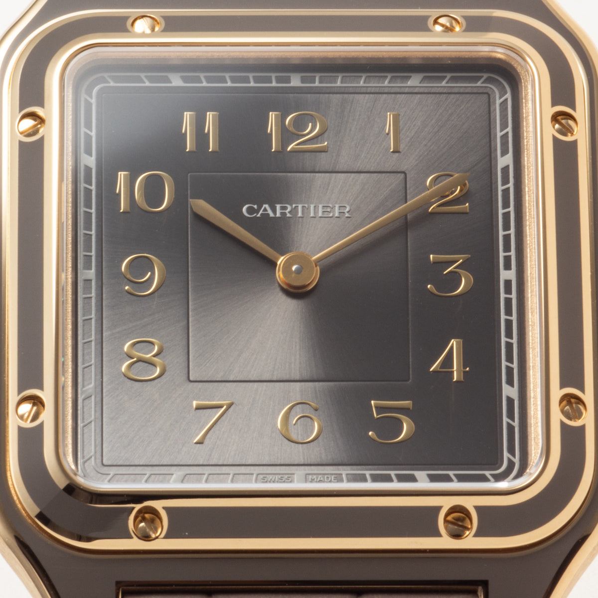 CARTIER SANTOS DUMONT LM GRAY LACQUER Ref.WGSA0097 ARABIC DIAL YG Ca.2024 ONE SHOT PRODUCTION